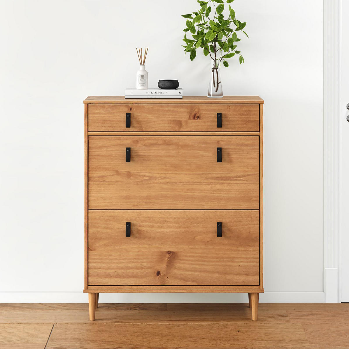 SCHUHKIPPER MIKKA Eiche - Eichefarben, Holz (86/105/30cm) - IDIMEX