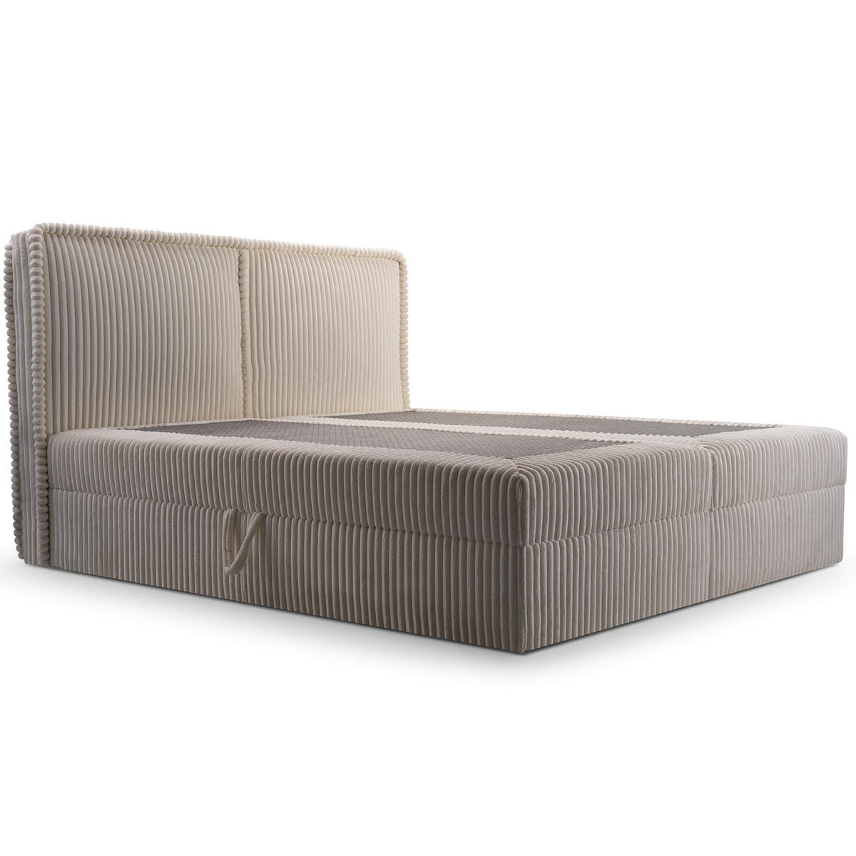 BOXBETT 04 180 x 200 cm - Ambience – Modernes Polsterbett mit Bettkasten, Topper und gepolstertem Kopfteil, Stoffbezug, Stauraumbett - Braun, Holz (180/200cm) - ROYAL24_MARKT