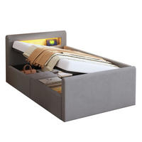 POLSTERBETT 90/200 cm hellgrau aus Samtstoff mit Stauraum - Grau, Textil (90/200cm) - OKMYHOME
