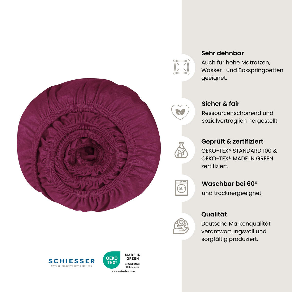 SPANNBETTLAKEN Elli - 97/3 - 100 x 200 cm - Beere - Beere, Textil (100/200cm) - SCHIESSER