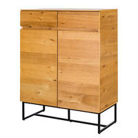 SCHUHKOMMODE - Echtholzfurnier / Eisen - Eichefarben/Schwarz, Holzwerkstoff (80/105/40cm) - home24