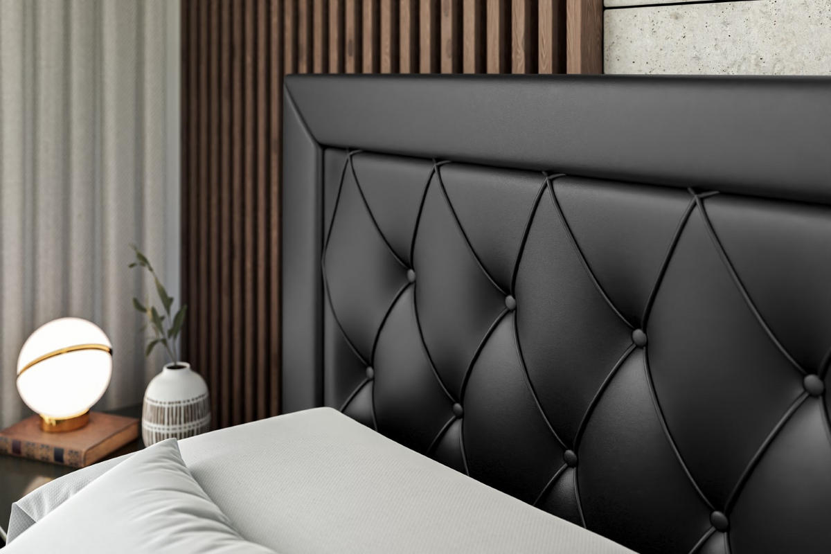 BOXBETT mit H4-Matratze und Lattenrost - NOEL - 120x200 Schwarz Hochglanz - Schwarz Hochglanz, Holzwerkstoff (120/200cm) - ALTDECOR