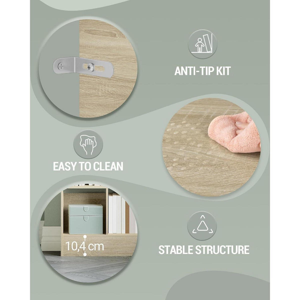 BÜCHERREGAL 6 Fach Eichenbeige 80 x 170 cm - Beige, Holzwerkstoff (80/170/24cm)