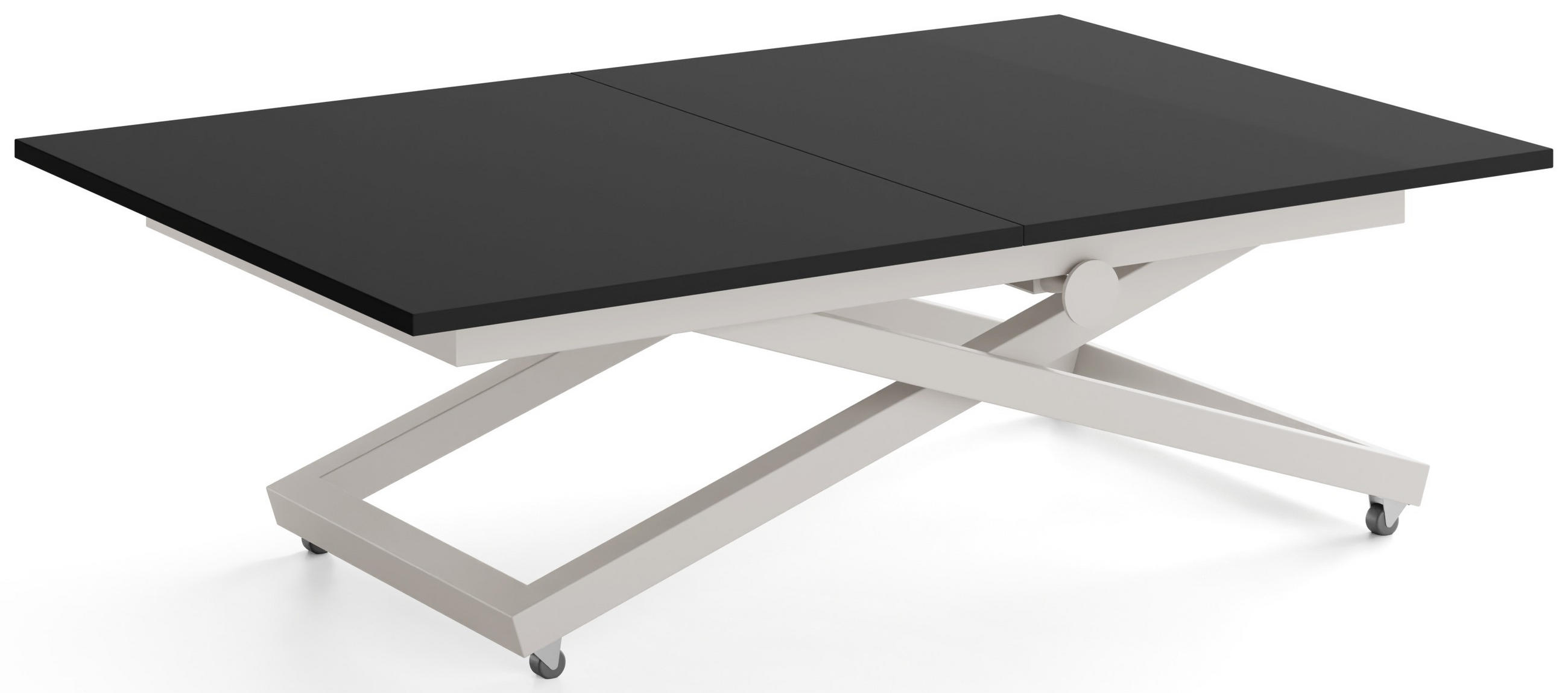 COUCHTISCH Axen höhenverstellbar ausziehbar, Schwarz 120-160/80/38-75 cm - Kaschmir/Schwarz, Holzwerkstoff/Metall (80/160/75cm) - WFL GROUP