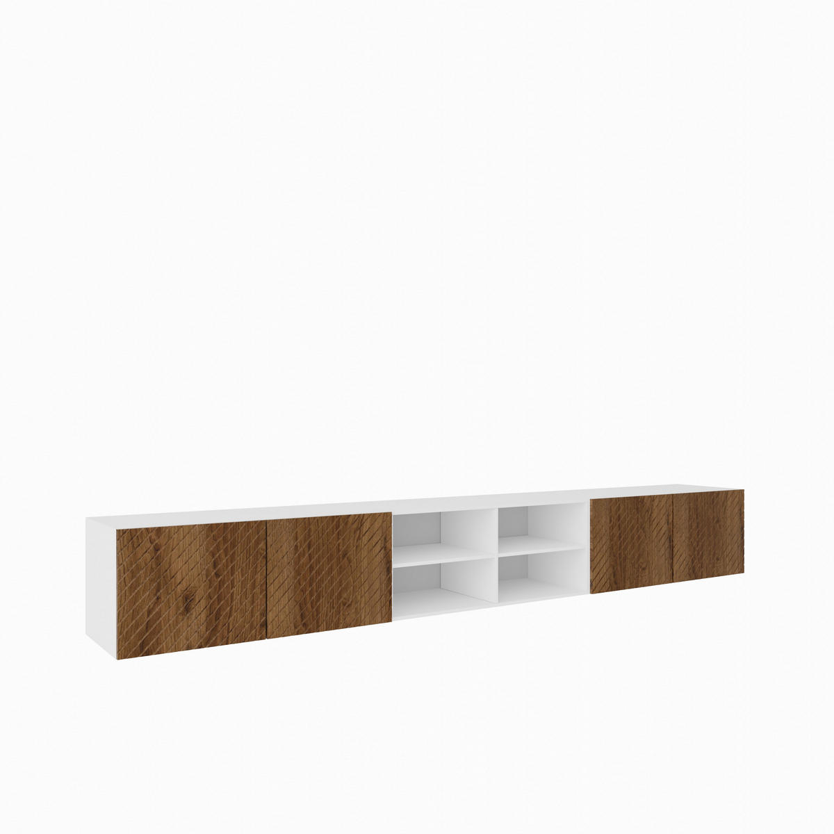 LOWBOARD CAVA 300/41/40 cm, Hängender TV-Schrank Weiß / Eichefarben - Eichefarben/Braun, Holzwerkstoff (300/41/40cm) - MASSENO
