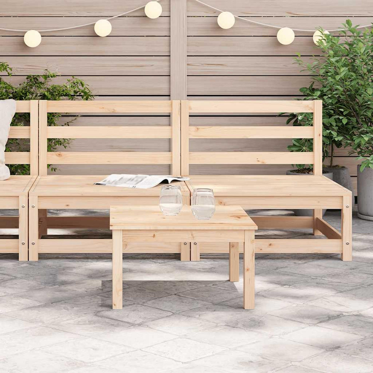GARTENSOFAS Ohne Armlehnen 2er Set 70/70/67 Cm Massivholz Kiefer - Braun, Holz (70/67/70cm) - vidaXL