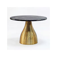 COUCHTISCH TORMES, Marmor, handgefertigt, Schwarz-Gold, Ø 60 x 40 cm - Goldfarben/Schwarz, Stein/Metall (60/60/40cm) - KADIMA DESIGN