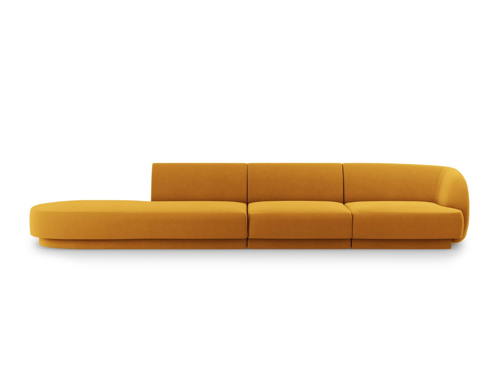 LINKES-SOFA Miley aus Samt gelb 4 Sitzplätze - Gelb, Textil (90/70/323cm) - Micadoni