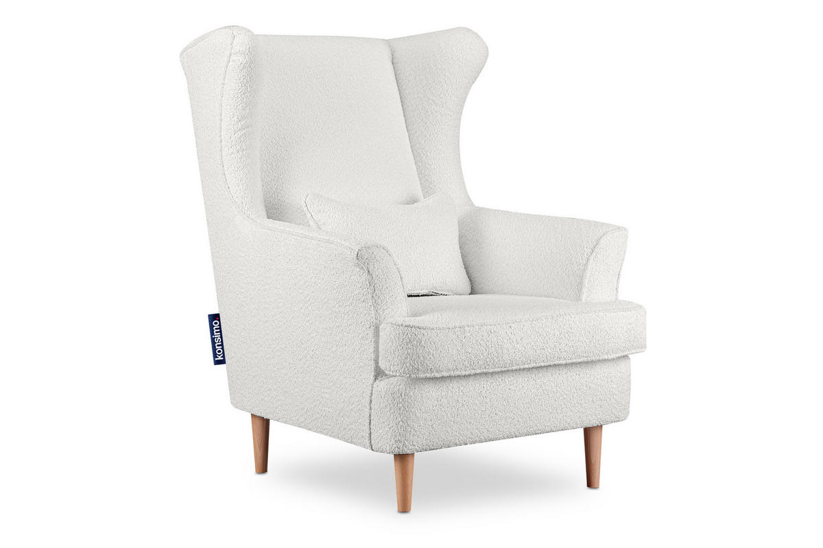 OHRENSESSEL STRALIS mit Sitzhocker, Weiss - Weiß, Textil (82/108/80cm) - KONSIMO®