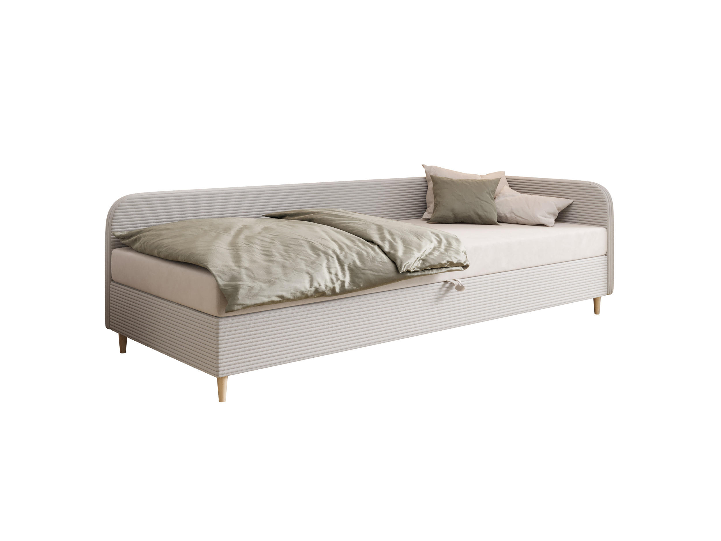 BOXBETT MIKO 80x200 mit Matratze H3, Bonell und Topper RIVIERA 82+LINCOLN 2 - Hellgrau, Textil (80/200cm) - Bedante