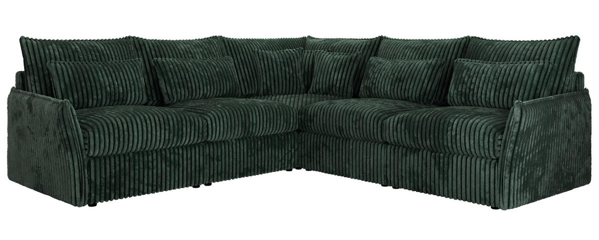 ECKSOFA VERSO L Grün Cord - Schwarz/Grün, Kunststoff/Textil (270/270cm) - MKS