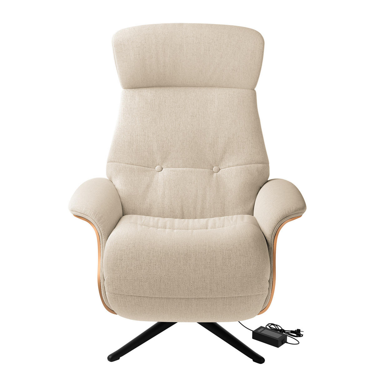 SESSEL - elektrisch verstellbar - Beige/Schwarz, Textil/Metall (83/110/88cm) - home24