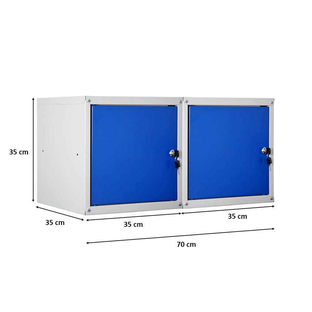 SCHLIESSFACHWÜRFEL Cubic 2er-Set 35x35x35 cm Grau-Blau - Blaugrau, Metall (70/35/35cm) - PROREGAL