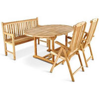 GARTENMÖBELSET 4TLG. BORNEO ARUBA - Beige, Holz - SAM