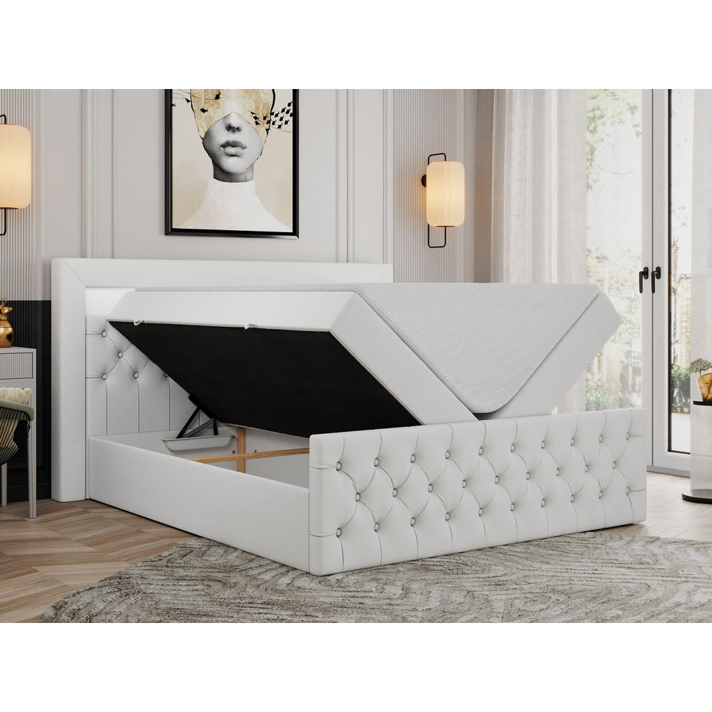 Thumbnail - MKS Boxbett, Weiß, Textil, 2-Sitzer, H3, Rechteckig, 120x200 cm, Schlafzimmer, Betten, Boxspringbetten