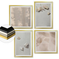 WANDBILDER 4er Set - 50x50 cm & 40x60 cm Goldrahmen - Boho-Stranddekorationen aus Steinen - Goldfarben, Kunststoff (50/50cm) - ArtPrintCave