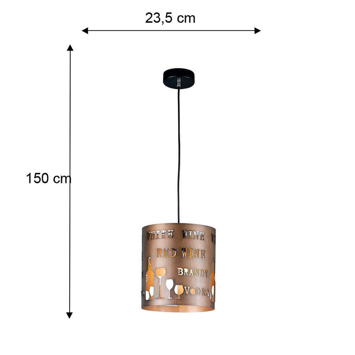 LED HÄNGELEUCHTE TUVA Braun Metall - Braun, Metall (6/12/150cm)
