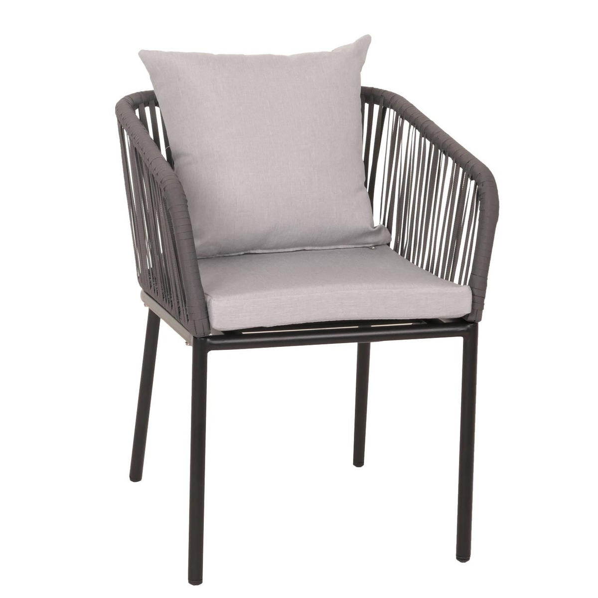 GARTENGARNITUR Tisch+4xStuhl Anthrazit Grau - Anthrazit, Metall - PROREGAL