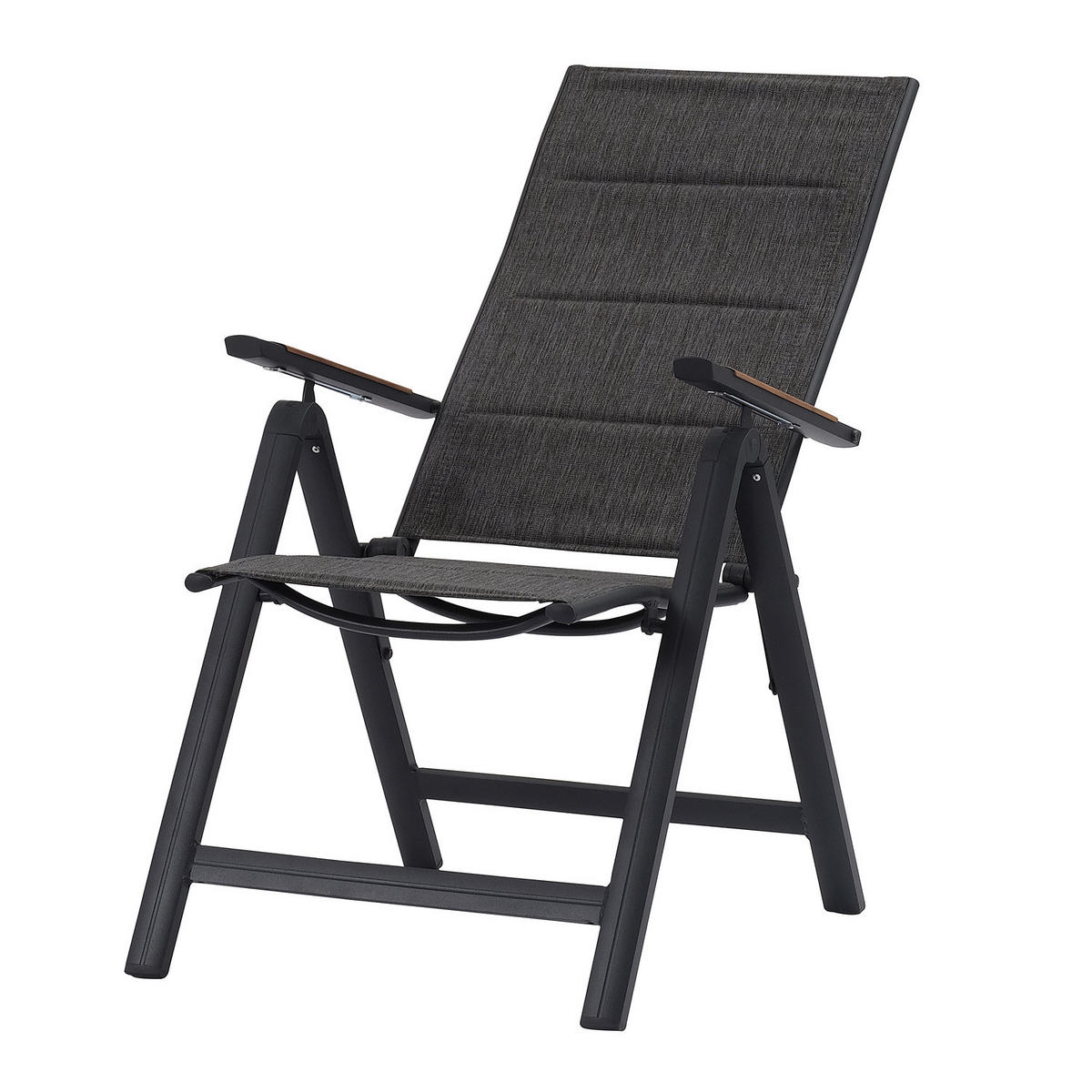 KLAPPSTUHL - Aluminium / Mischgewebe - Anthrazit - 2er-Set - Anthrazit, Textil/Metall (57/108/70cm) - home24