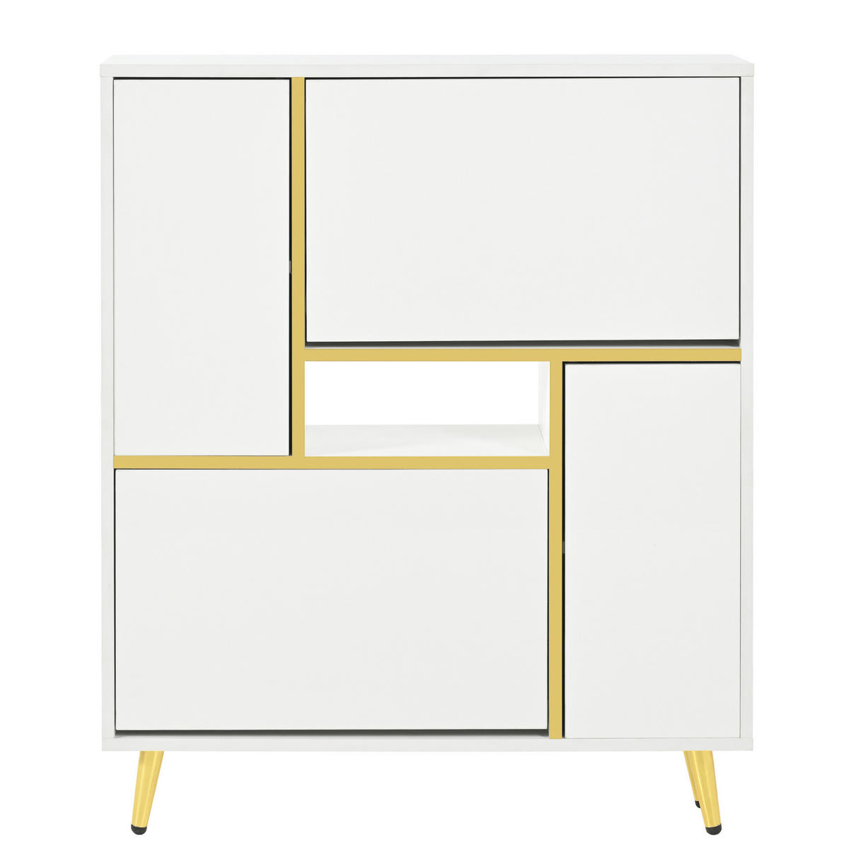 SCHUHSCHRANK 80/25/96 cm aus Spanplatte mit LED-Beleuchtung, verstellbaren Einlegeböden und Hochglanzfront, Weiß - Weiß, Holzwerkstoff (80/96/25cm) - Redom