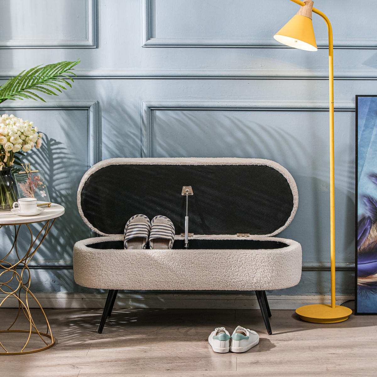 SITZBANK Wolle Weiß - Weiß, Textil (100/46/36cm) - Nordlys