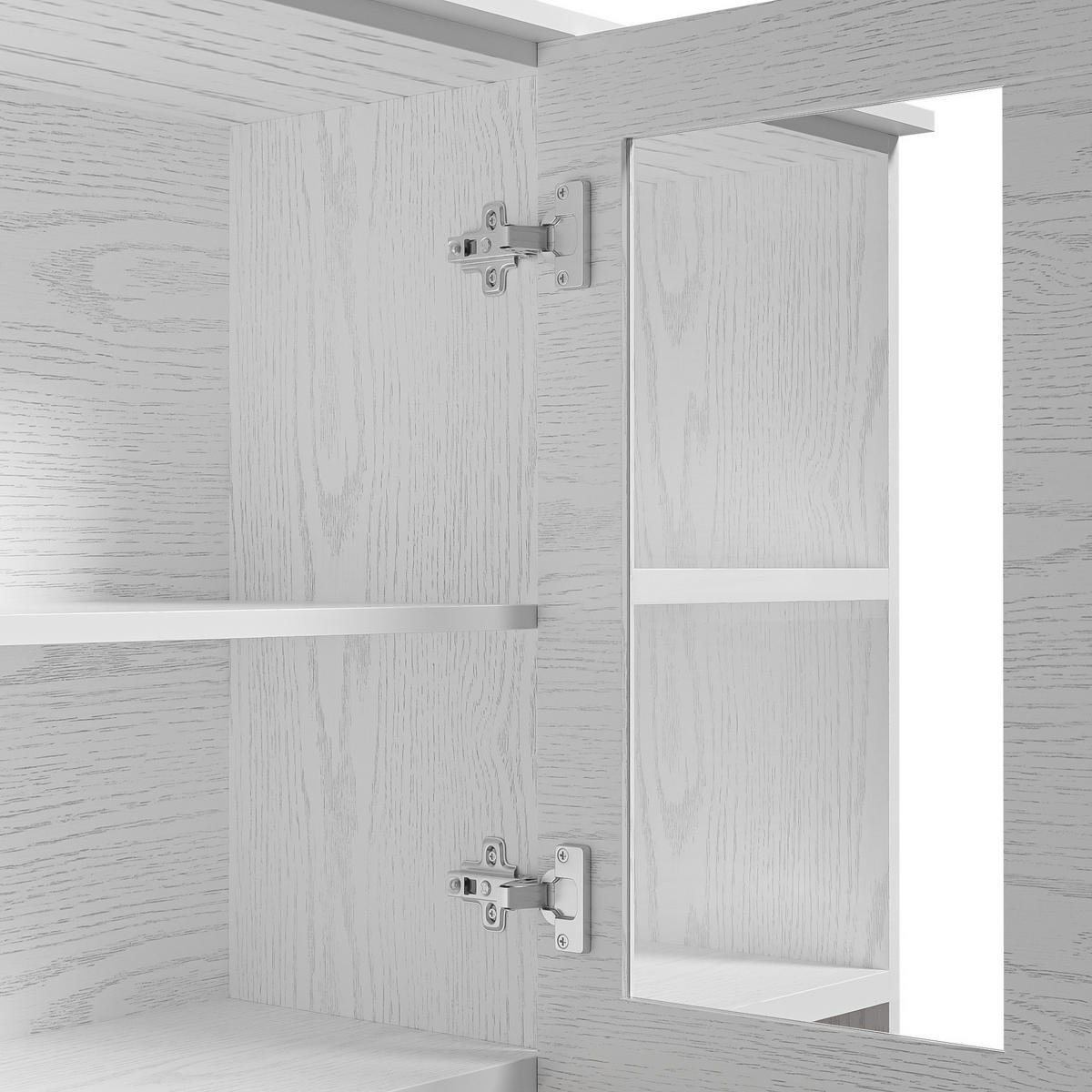 GESCHIRRSCHRANK aus Spanplatte 114x40x190 cm in Weiß/Braun mit Glastüren - Weiß, Holzwerkstoff (114/190/40cm) - Modfu