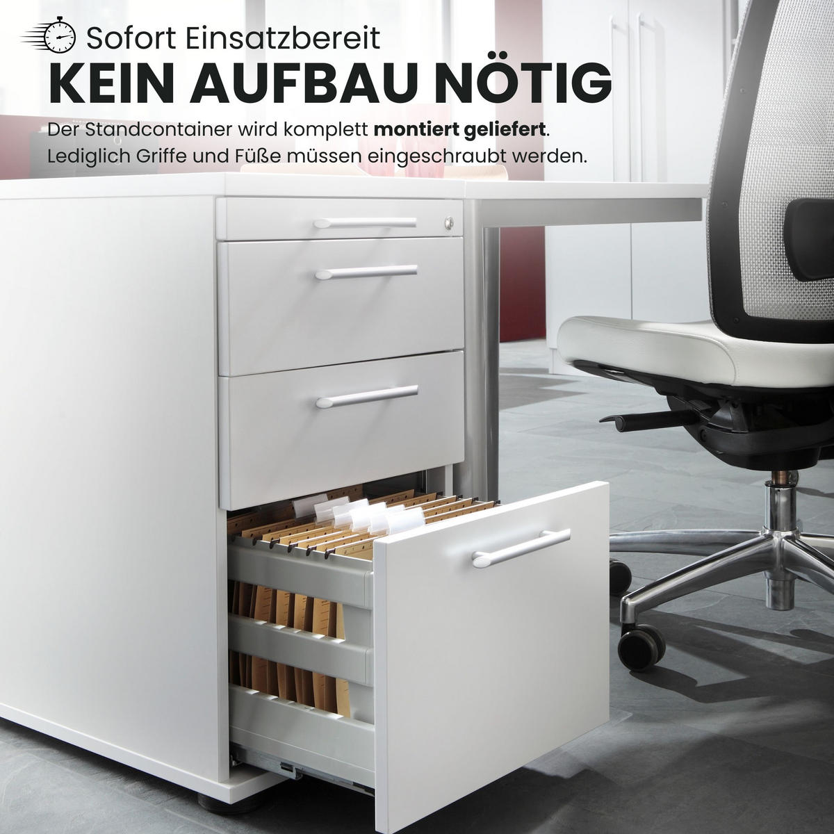 STANDCONTAINER - mit Hängeregistratur 80/42,8/72 cm in Ahornfarben Bogengriff (Metall) - Ahornfarben, Holzwerkstoff (42.8/72/80cm) - bümö