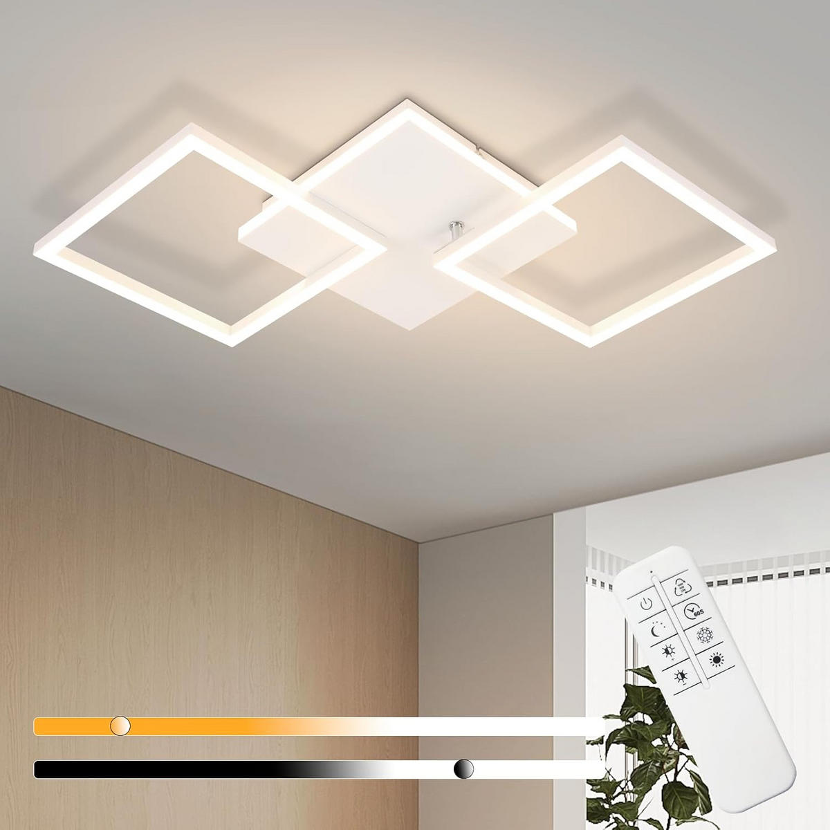 LED-DECKENLEUCHTE Eisenort 62.8/7.4/29.5 cm - Weiß, Metall (29.5/62.8/7.4cm) - ZMH
