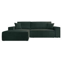 ECKSOFA Farese New Grün Cord - Schwarz/Grün, Kunststoff/Textil (267/167cm) - Selsey
