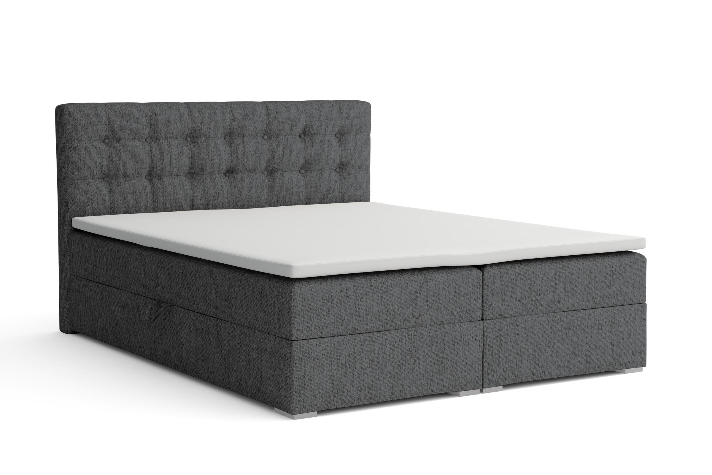 BOXBETT CINDY 200/200 in Stoff Anthrazit H3 - Anthrazit, Holz/Holzwerkstoff (200/200cm) - Deine Möbel 24