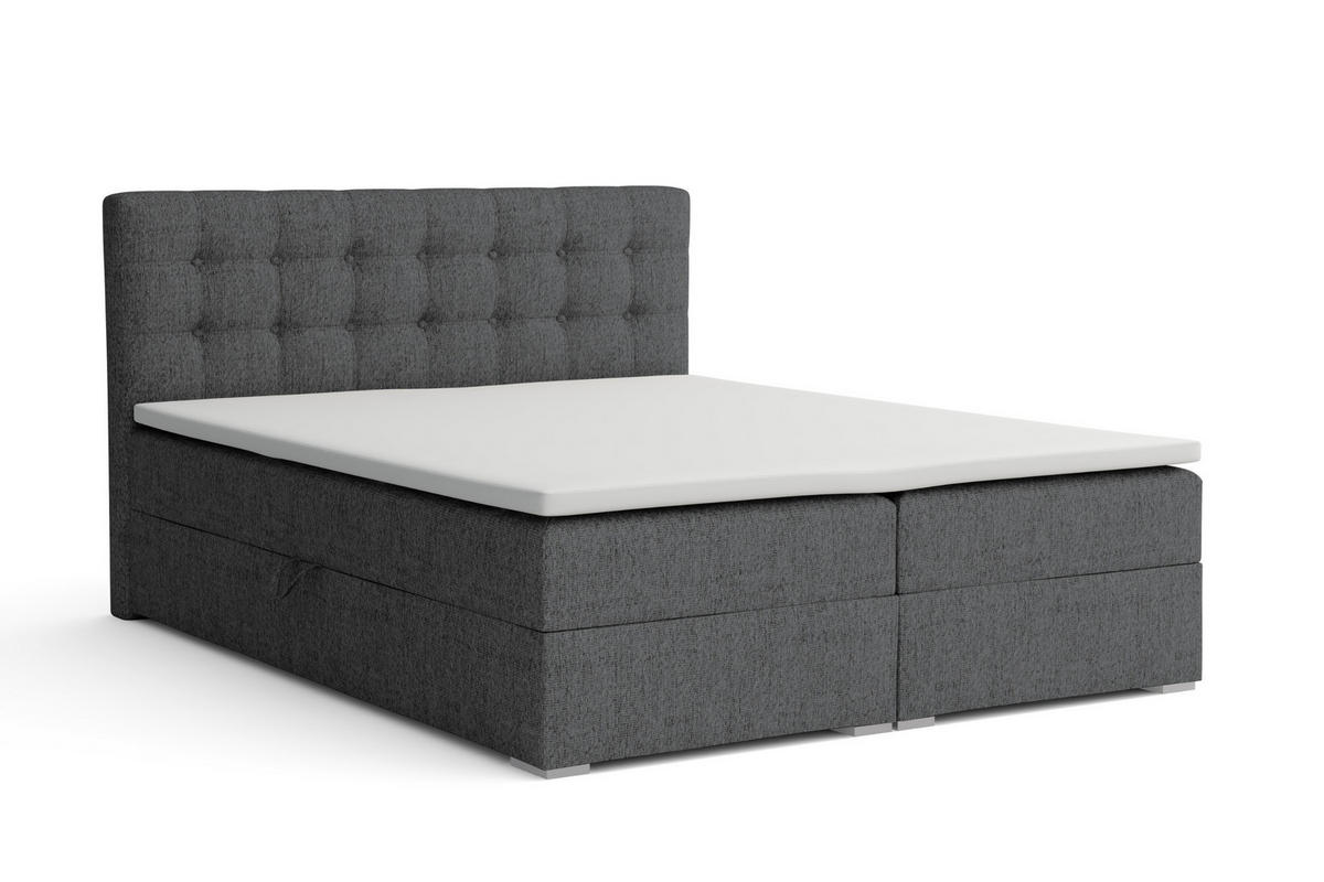 BOXBETT CINDY 140/200 in Stoff Anthrazit H3 - Anthrazit, Holz/Holzwerkstoff (140/200cm) - Deine Möbel 24