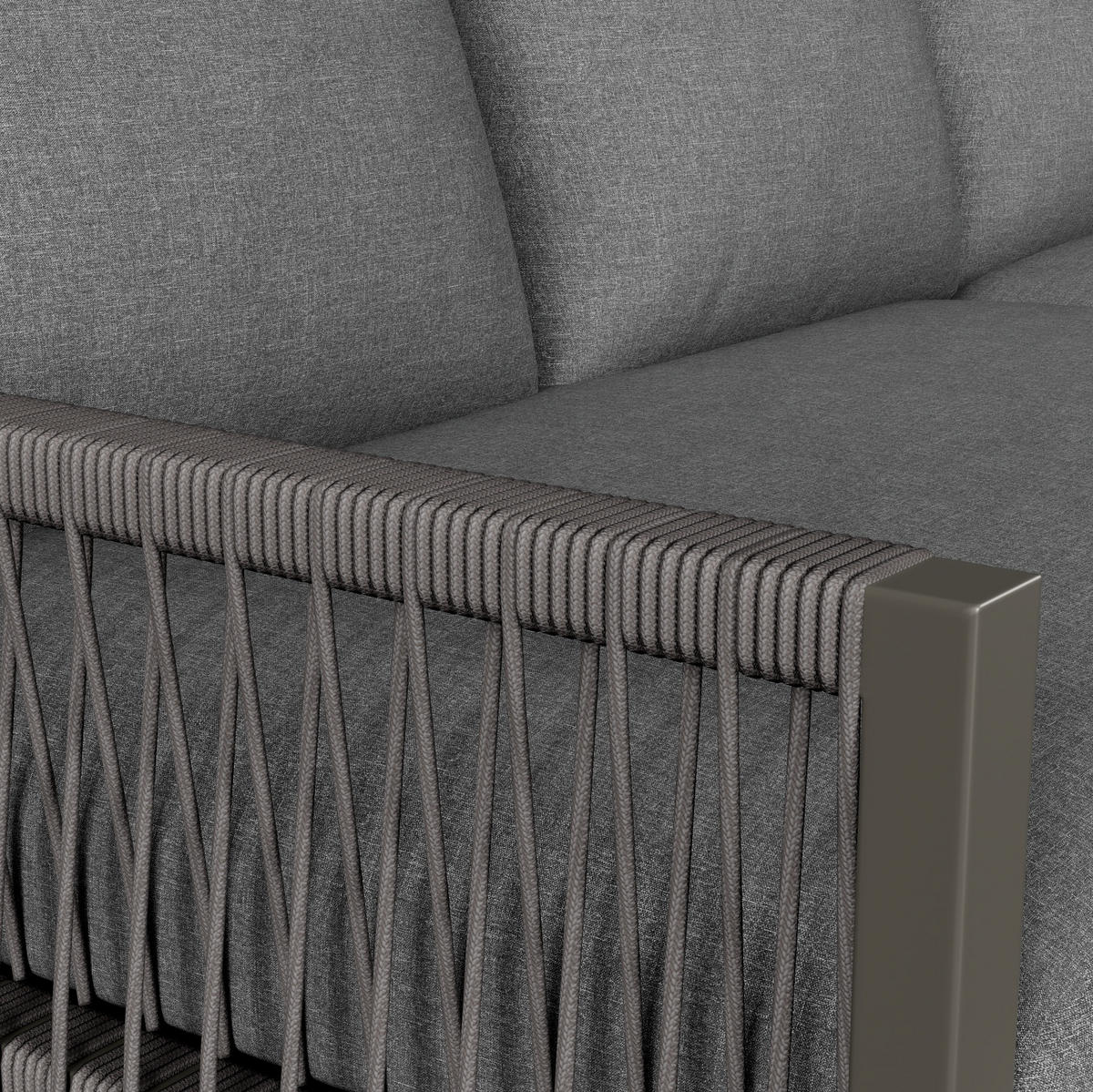 GARTEN-LOUNGE-SET 123/68/86 cm mit 2 Tischen, Kissen und verstellbaren Beinen, verzinktes Metallgestell, Grau - Grau, Metall - Redom