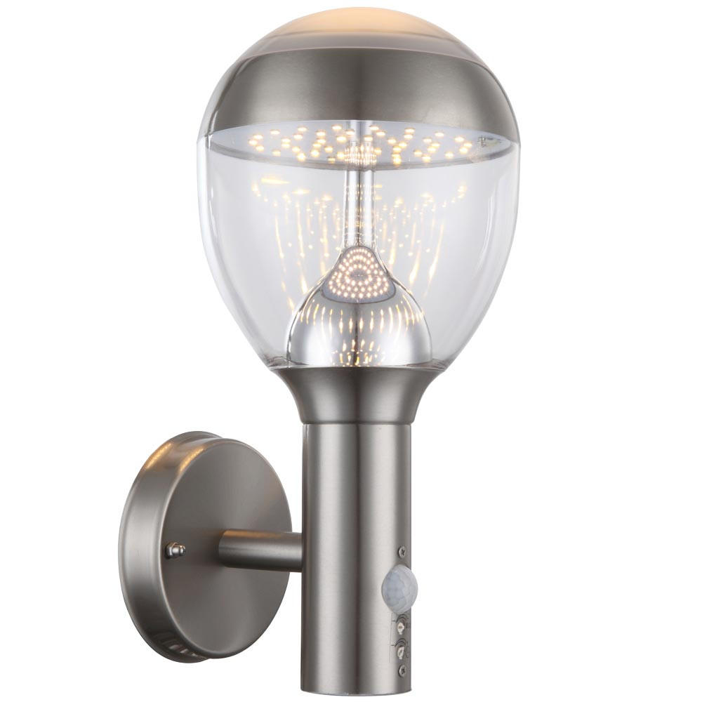 LED AUSSEN-WANDLEUCHTE Edelstahl Silber - Silberfarben, Metall (15/31.7/17.3cm) - Globo Lighting