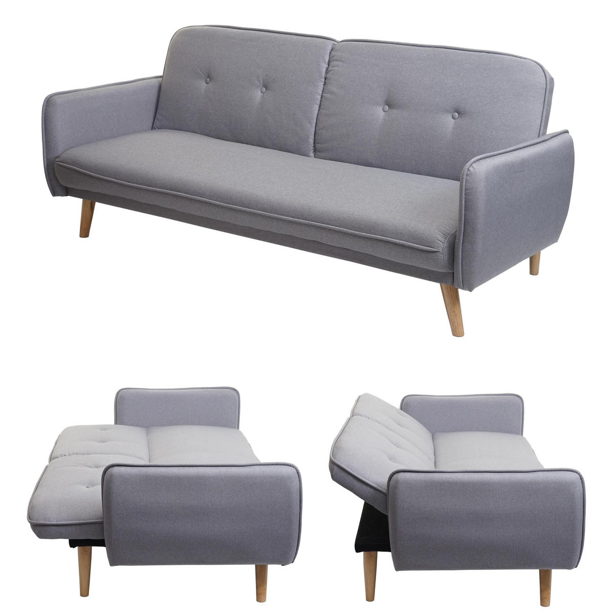 SCHLAFSOFA Grau - Grau, Textil (185/78/85cm) - MCW