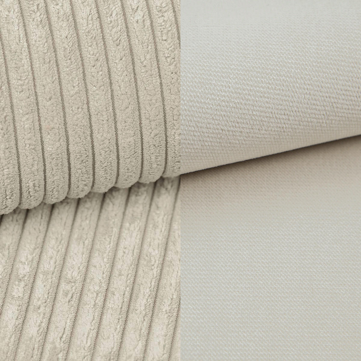 ECKSOFA PARVELO Creme Plüsch-Stoff mit Schlaffunktion - Creme, Holz (200/143cm) - MASSENO