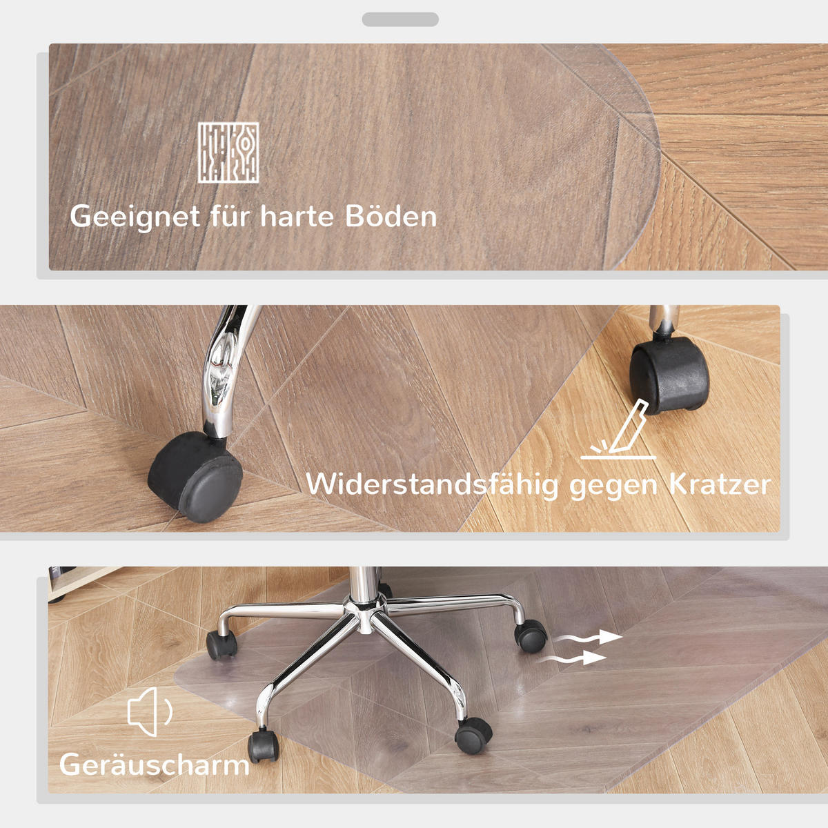 BODENSCHUTZMATTE, Bürostuhl Unterlage in Transparent, Kratzfest Stuhlunterlage - Transparent, Kunststoff (120/1.5/90cm) - HOMCOM
