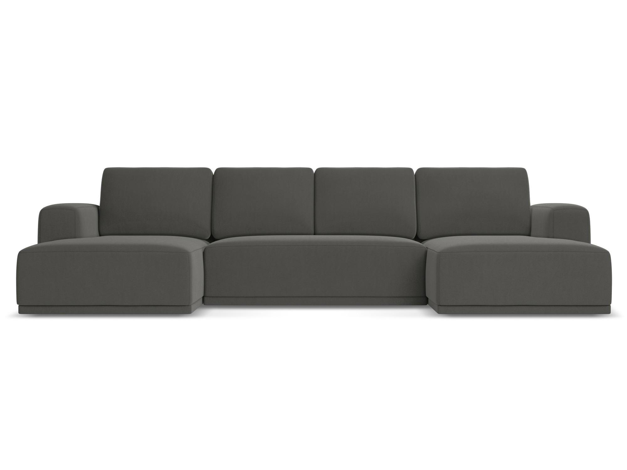 WOHNLANDSCHAFT Samt Stoff Grau - Dunkelgrau/Schwarz, Kunststoff/Textil (333/91/160cm) - Makamii