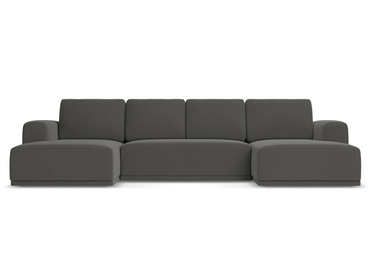 WOHNLANDSCHAFT Samt Stoff Grau - Dunkelgrau/Schwarz, Kunststoff/Textil (333/91/160cm) - Makamii
