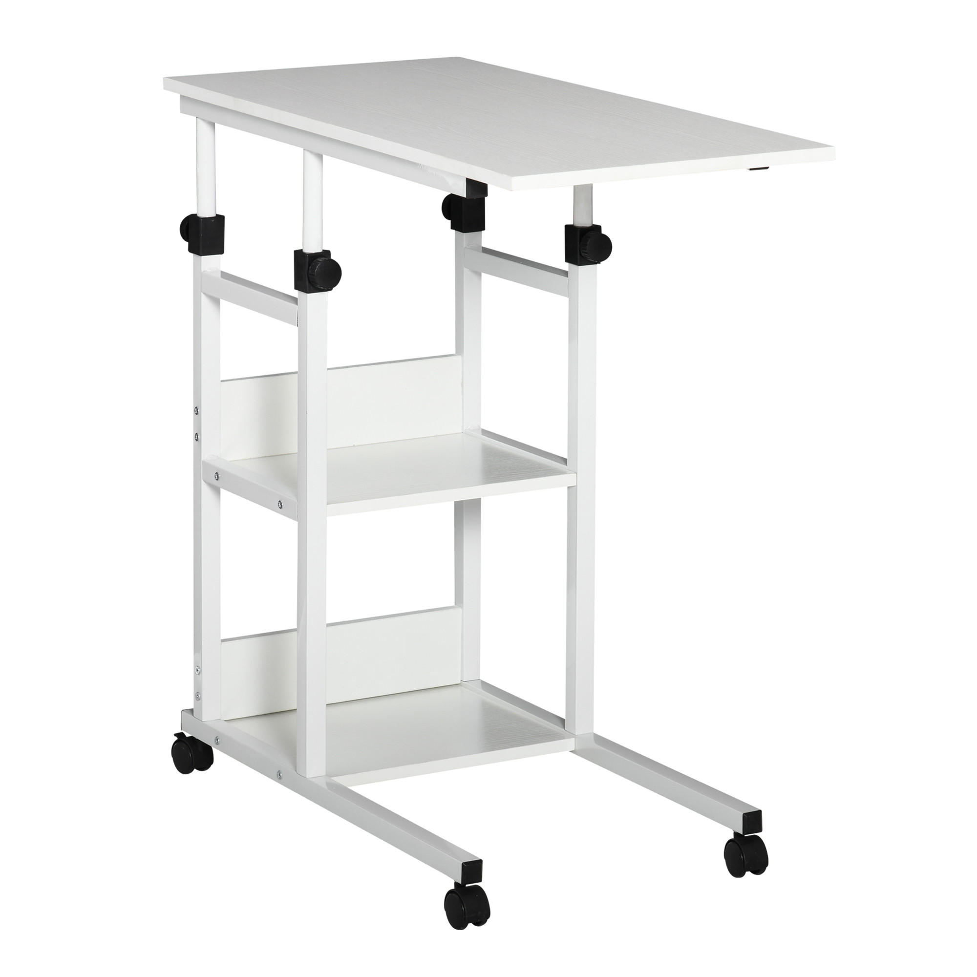 BEISTELLTISCH mit Rollen, Weiß - Weiß, Kunststoff (80/40/82cm) - HOMCOM
