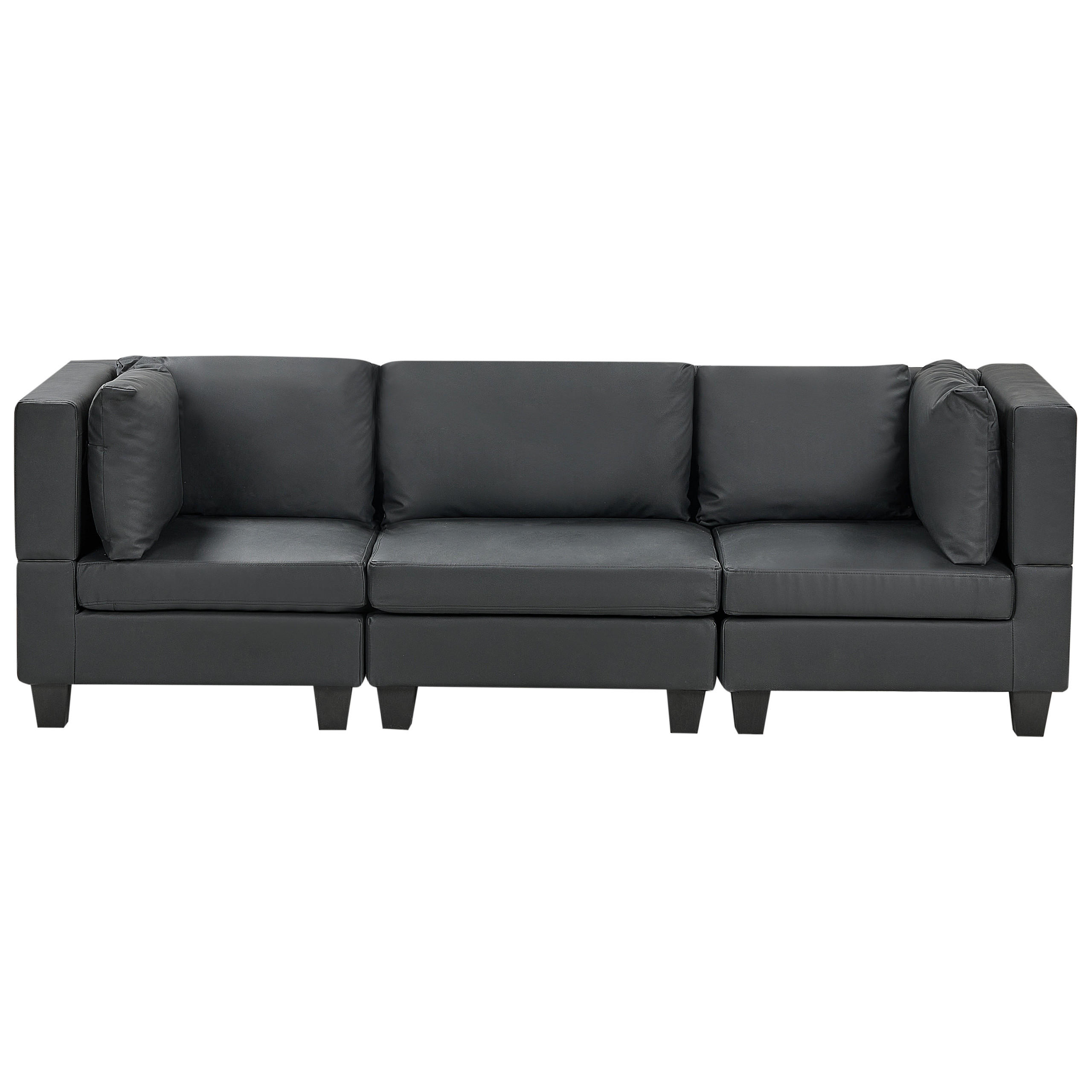 3-SITZER-MODULSOFA Schwarz Kunstleder Unstad - Schwarz, Kunststoff (228/72/76cm) - Beliani