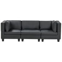 3-SITZER-MODULSOFA Schwarz Kunstleder Unstad - Schwarz, Kunststoff (228/72/76cm) - Beliani