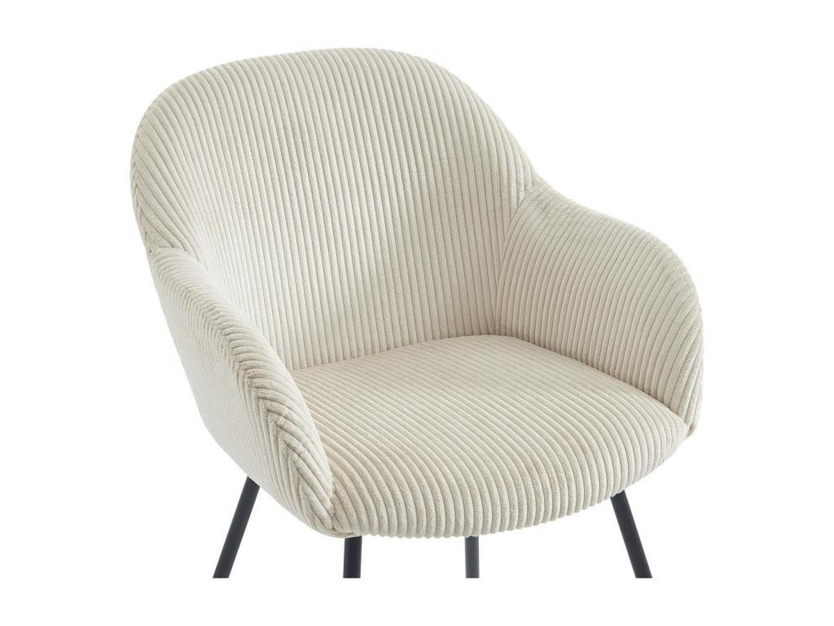 STUHL mit Armlehnen 6er-Set - Cord & schwarzes Metall - Beige - MARENZIA - Beige, Textil (62/82.5/58cm) - Vente-Unique