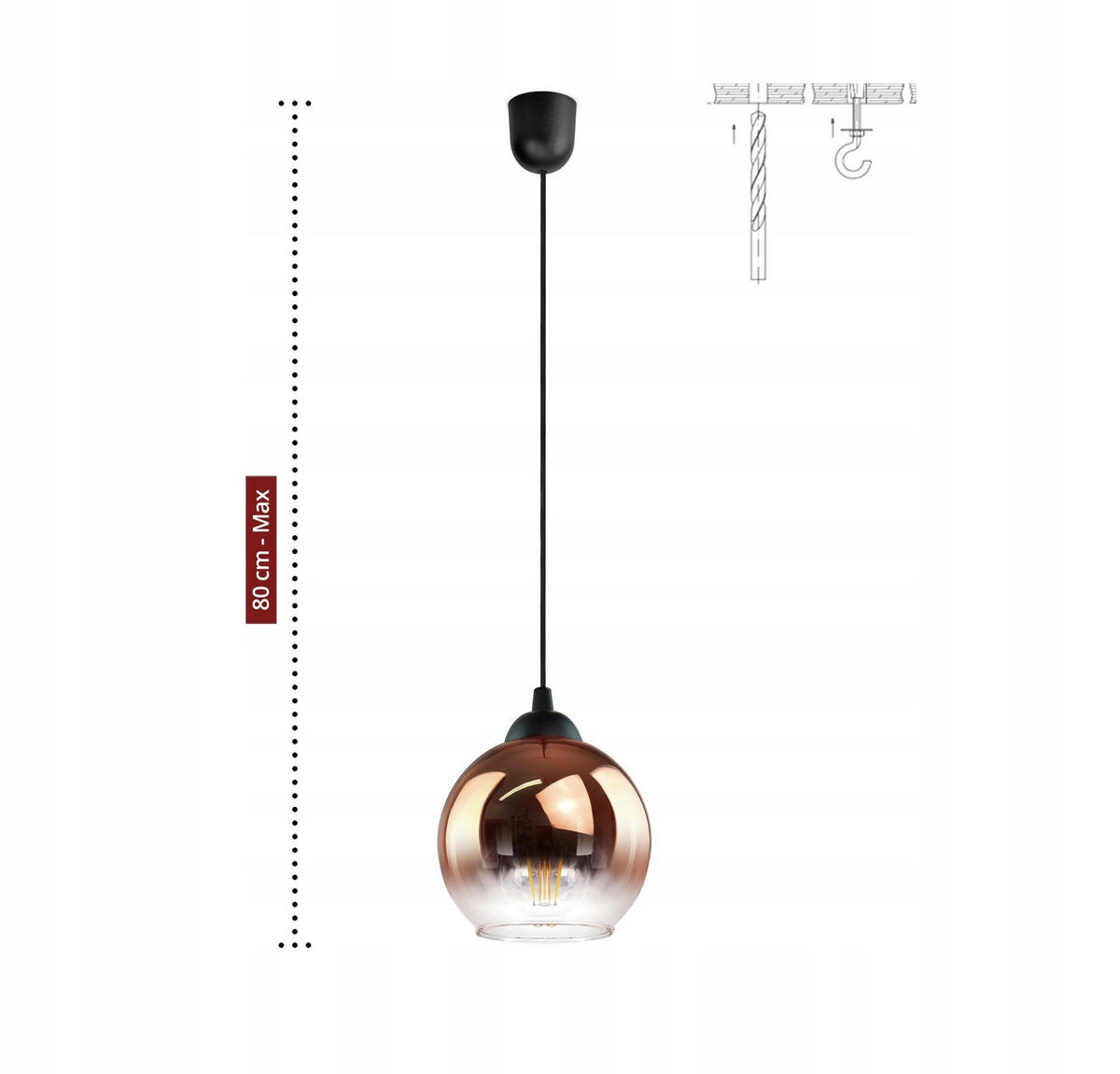 PENDELLEUCHTE MASUR - Transparent/Goldfarben, Glas/Metall (15/15/80cm) - kiki design