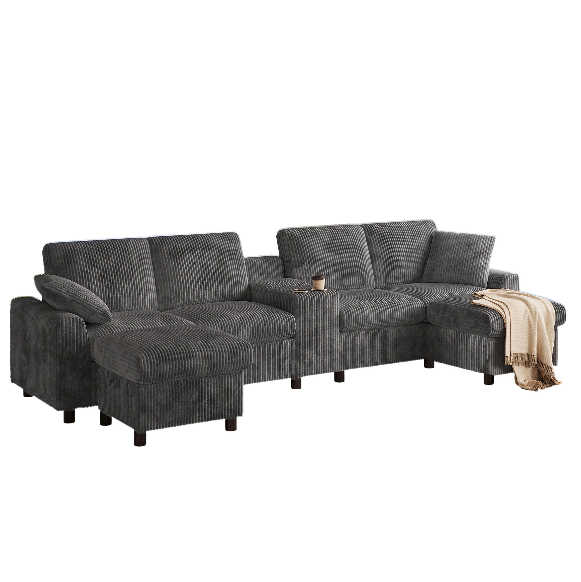 Meubliv Sofa Grau 135x81x315 cm