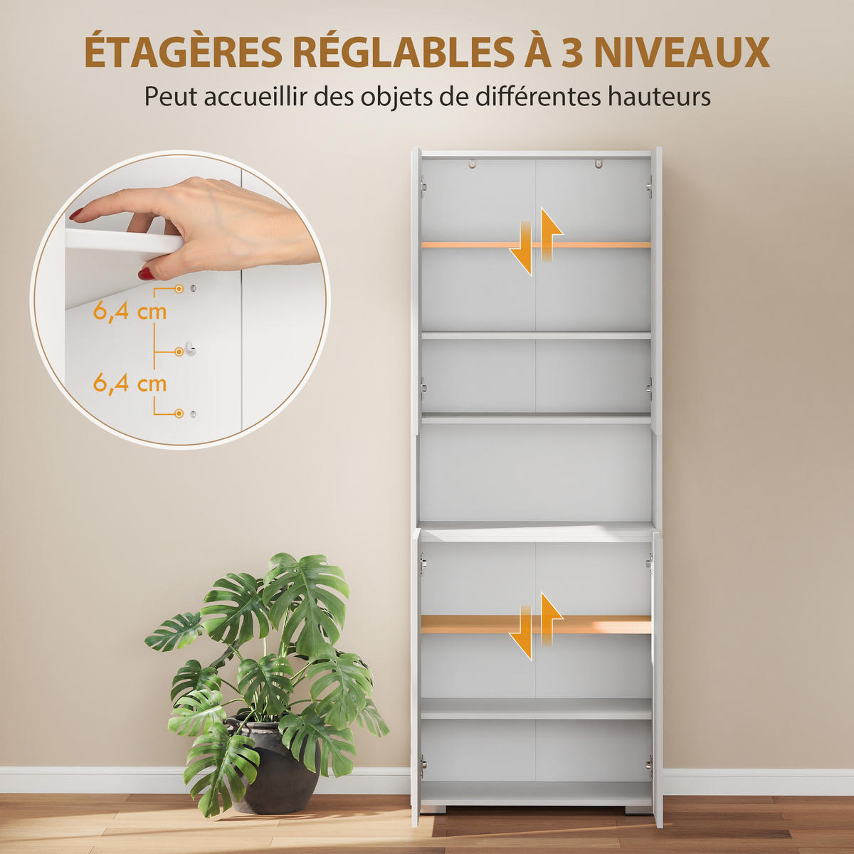 HIGHBOARD DE-11310 4 Soft-Close Türen Weiß Hochglanz - Weiß, Holzwerkstoff (34/180/68cm) - ComfortXL