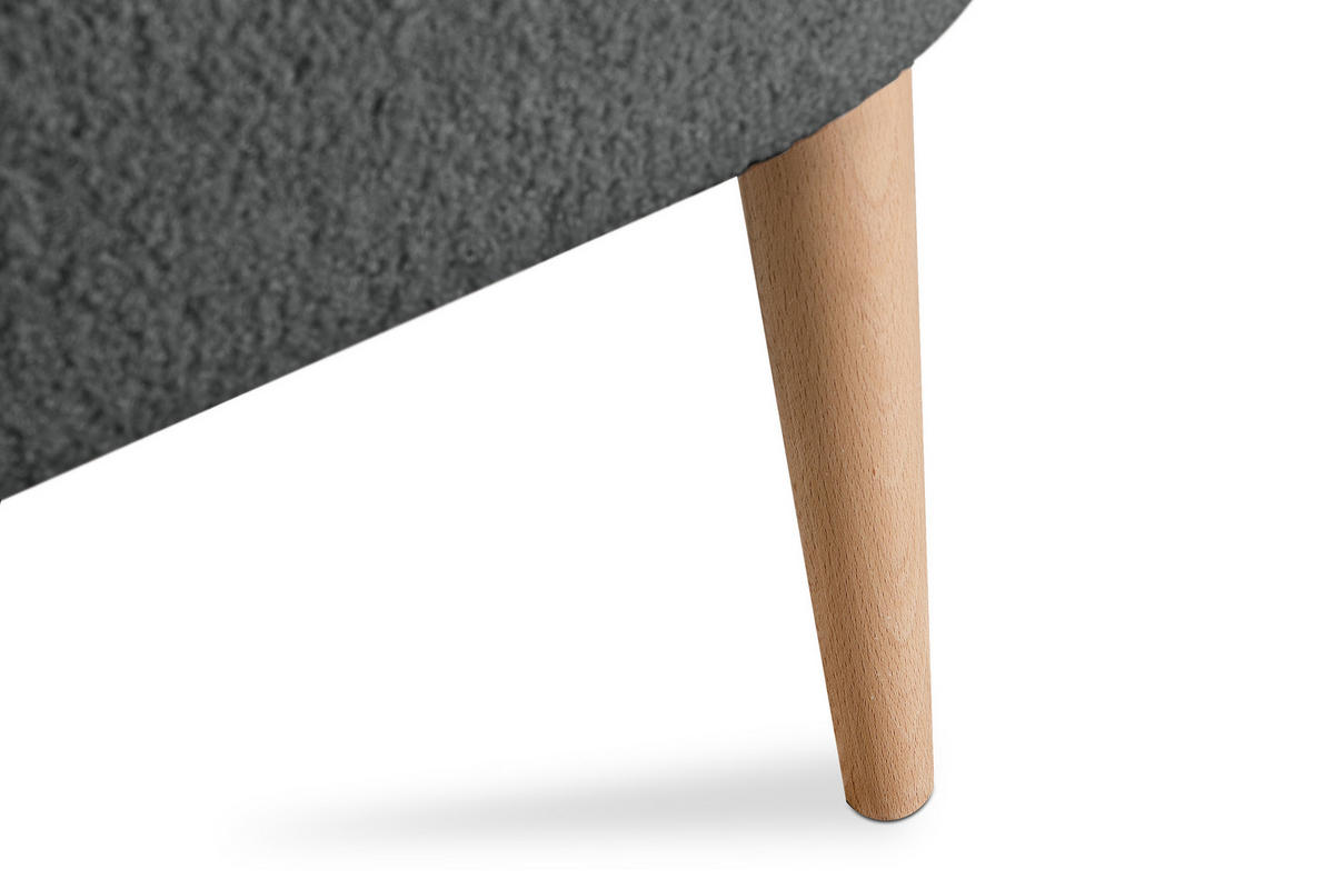 COCKTAILSESSEL APPA auf hohen Beinen aus Buche, aus recyceltem Boucle-Stoff, Dunkelgrau/Buche Dekor - Dunkelgrau/Buchefarben, Holz/Textil (63/89/65cm) - KONSIMO®