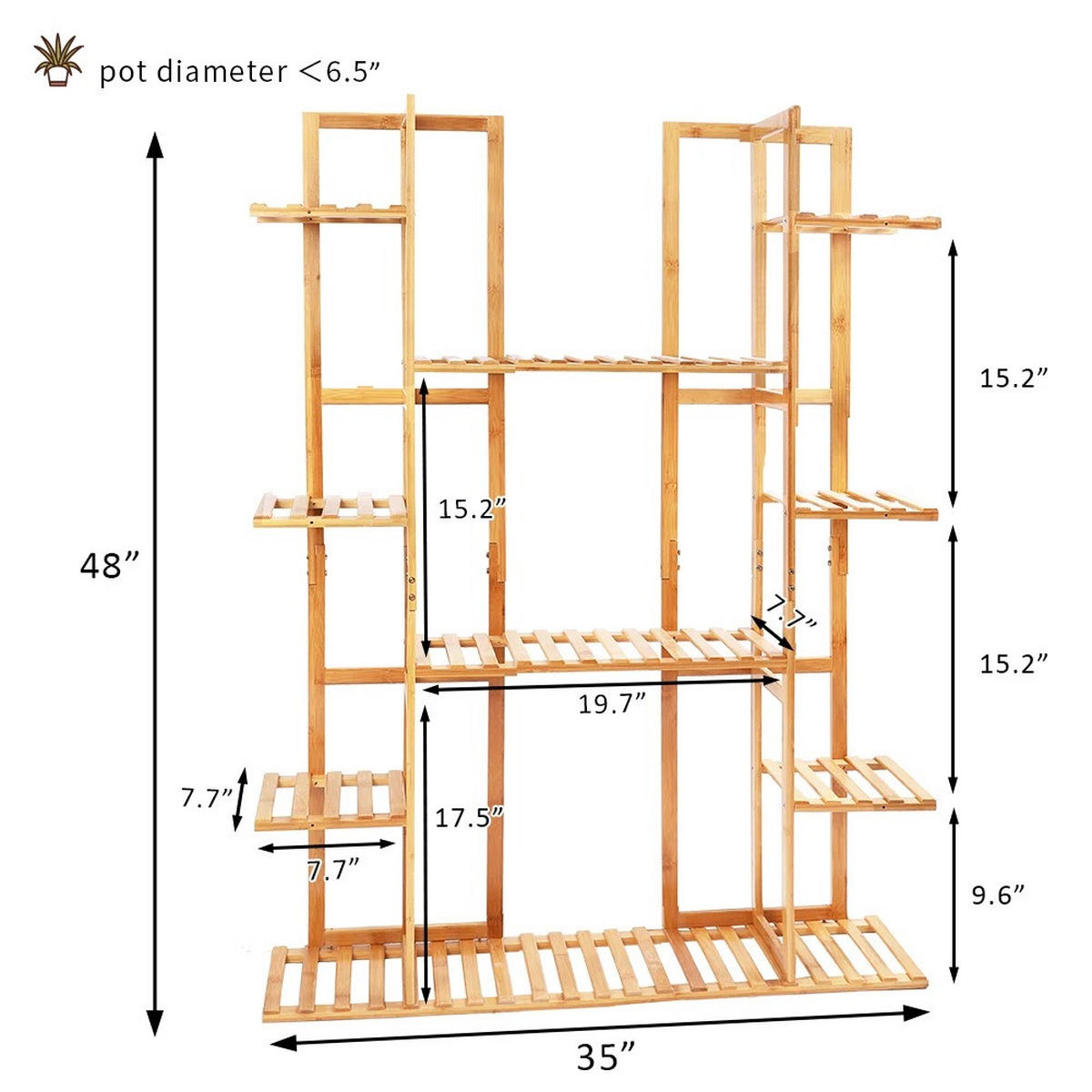 PFLANZENREGAL Bambus 9-stufiger für Zimmerpflanzen Wohnzimmer, Holz - Naturfarben, Holzwerkstoff (89/121.9/19.5cm) - Kaket