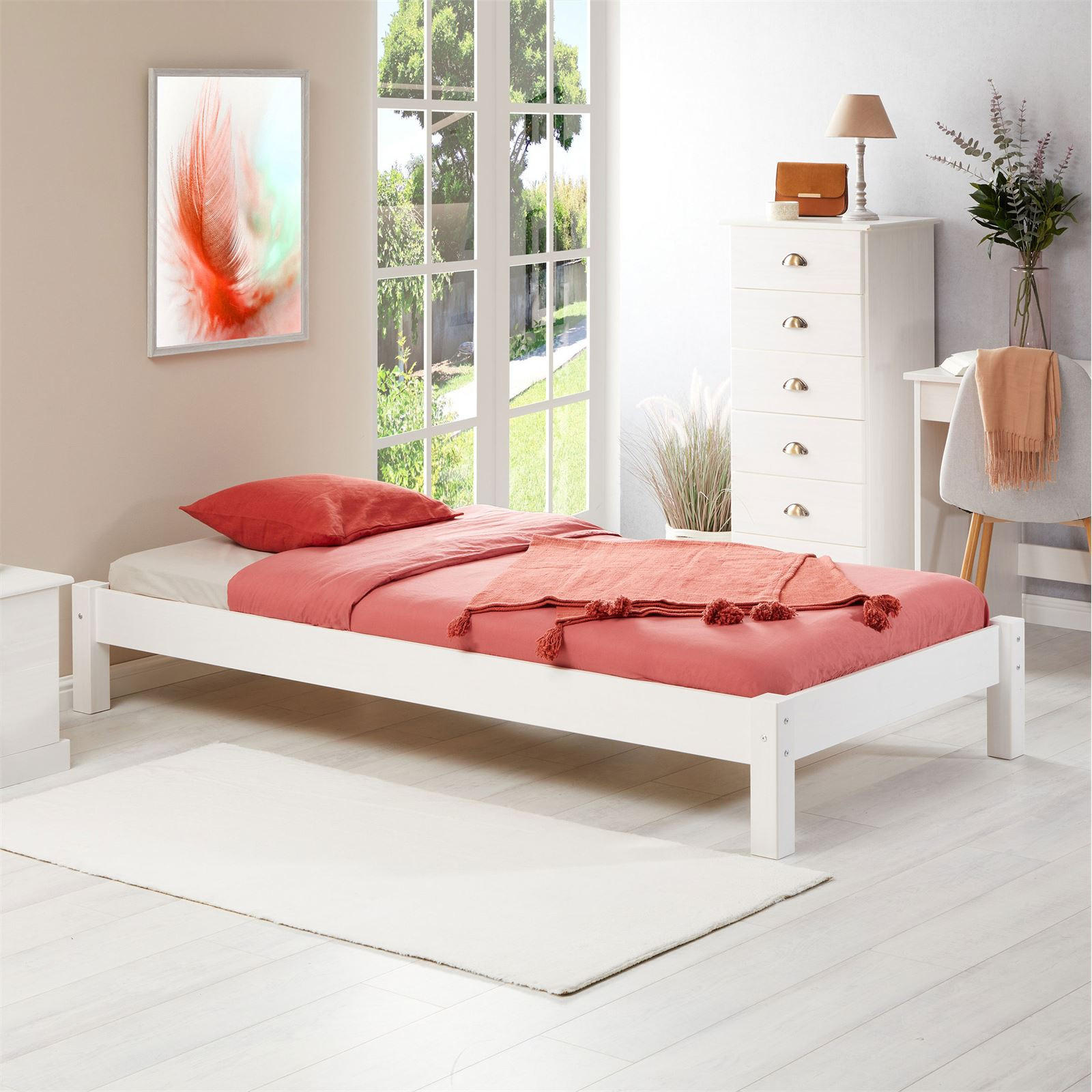 FUTONBETT TAIFUN 90X190 CM - Weiß, Holz (90/190cm) - IDIMEX