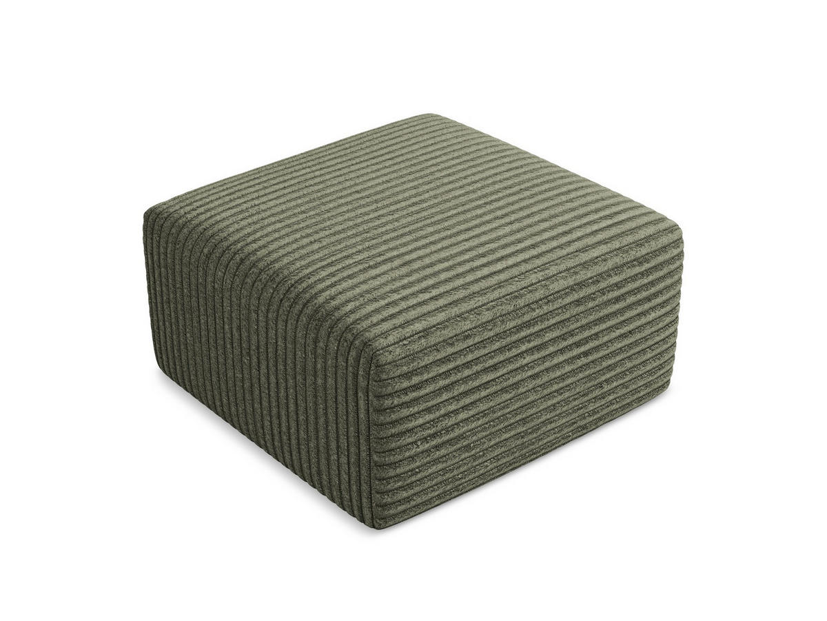 POUF Cord Grün - Schwarz/Olivgrün, Holzwerkstoff/Kunststoff (75/37/75cm) - Makamii