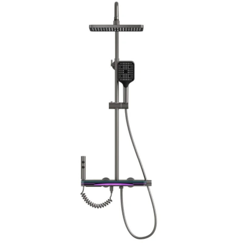 ÜBERKOPFBRAUSESET Digitalanzeige Messing Wandmontage - Grau, Metall (31/110/21cm) - Kaket
